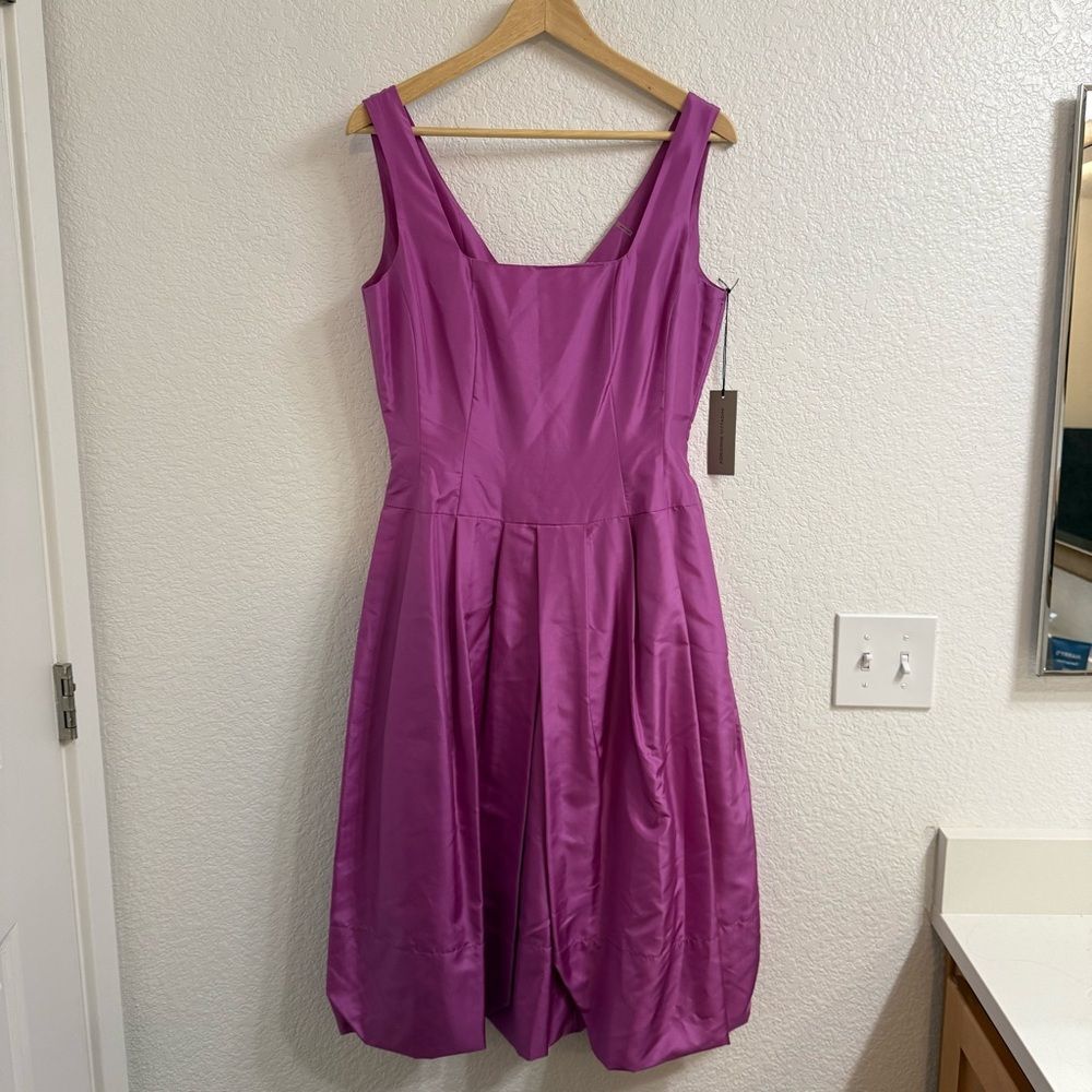 Adrienne Vittadini 100% Silk Balloon Skirt Sheath Dress Square Size 6 BNWT